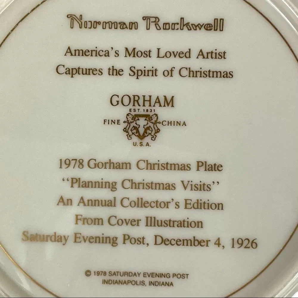 Norman Rockwell Planning Christmas Visits 1978 Annual Coll Gorham plate china